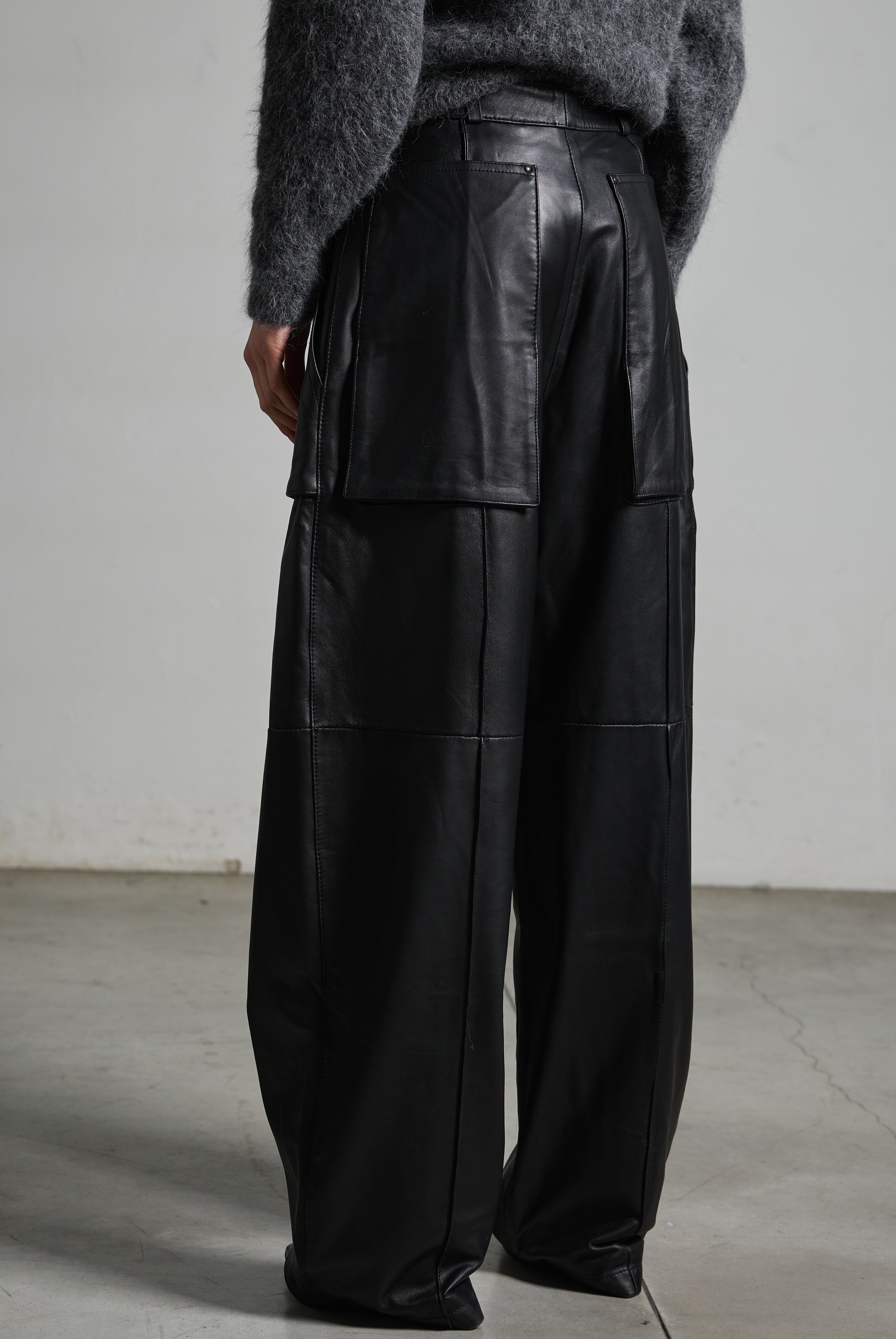 Pantaloni donna in vera pelle e tessuto LPA043