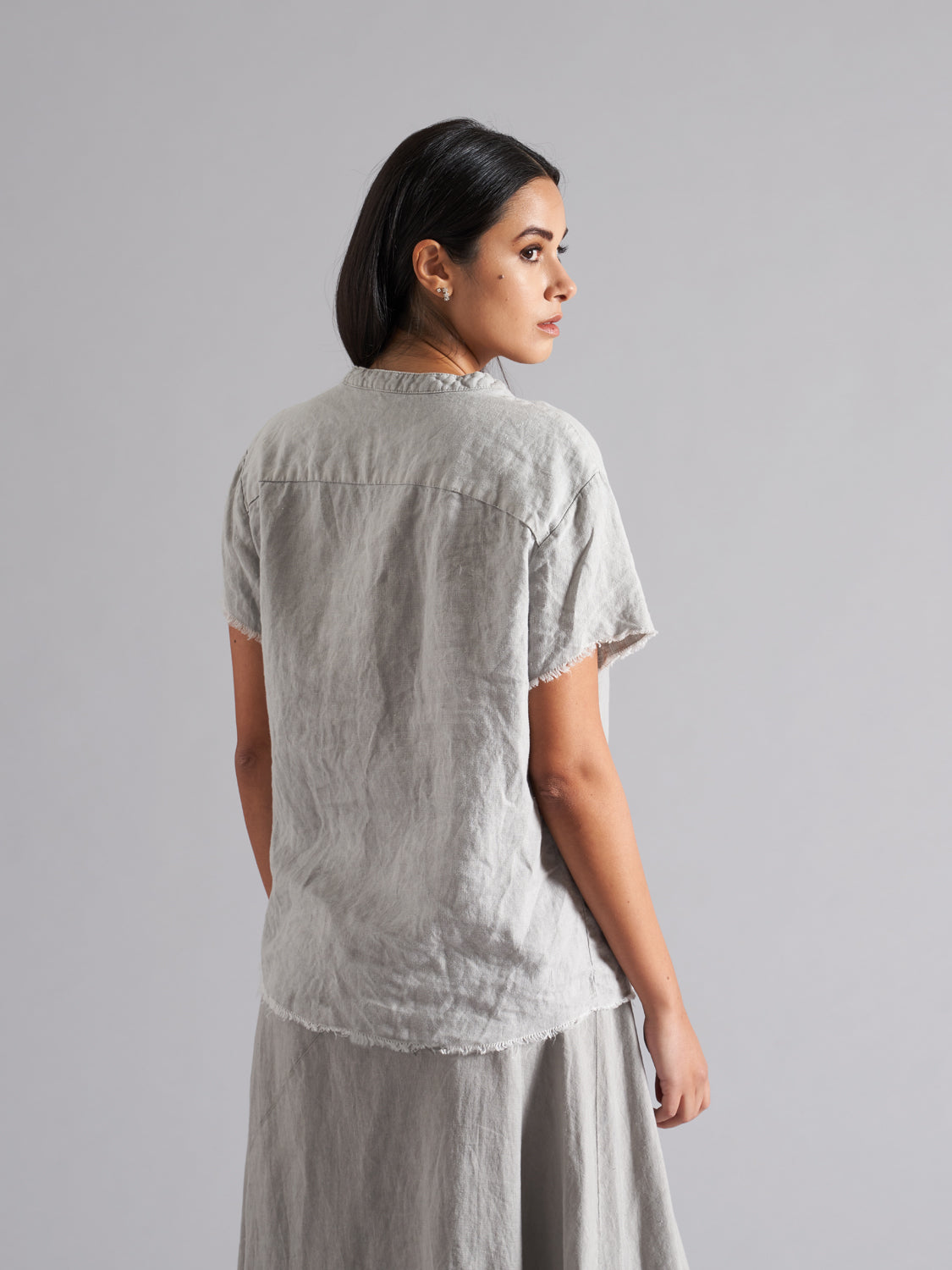 Camicia lino a maniche corte