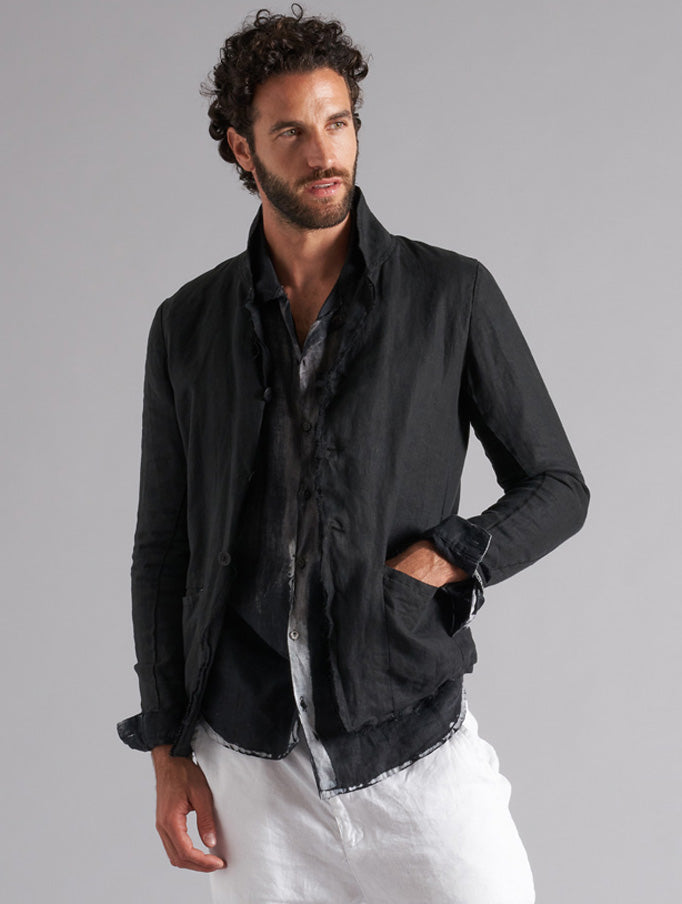 Giacca camicia in lino uomo MJA035 W045