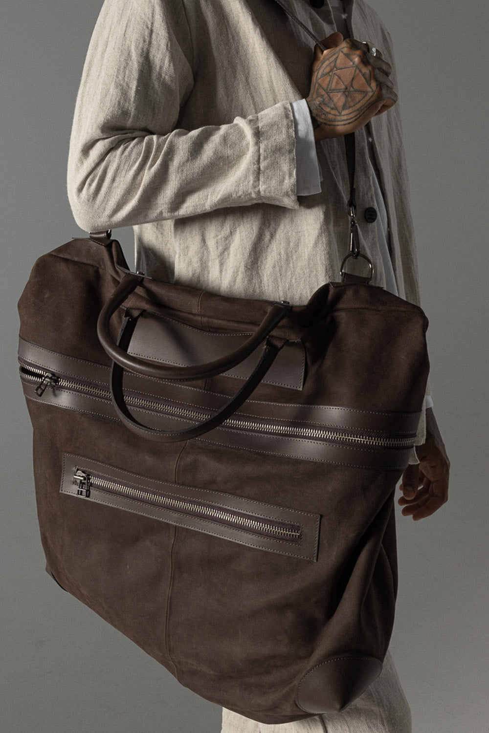 Bag with leather inserts BAG 31 SUEDE