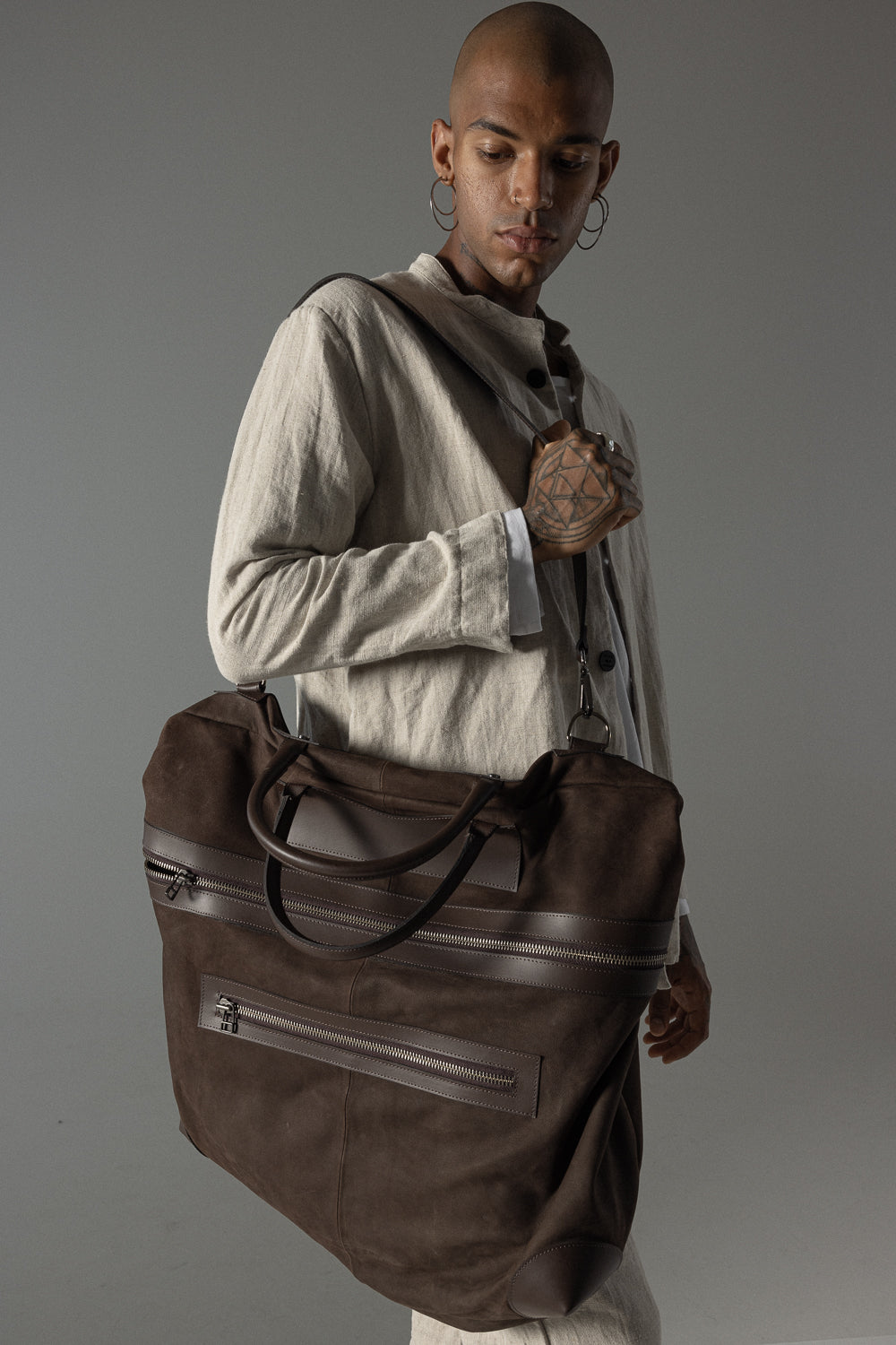 Bag with leather inserts BAG 31 SUEDE