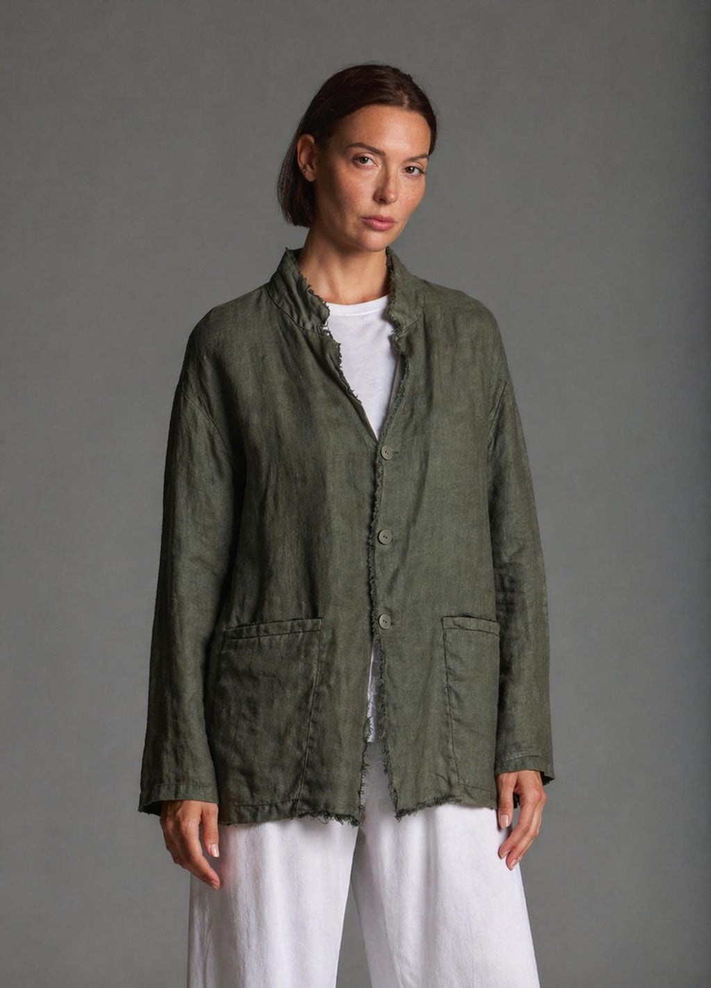 Women's linen shirt jacket LMJA035 W045