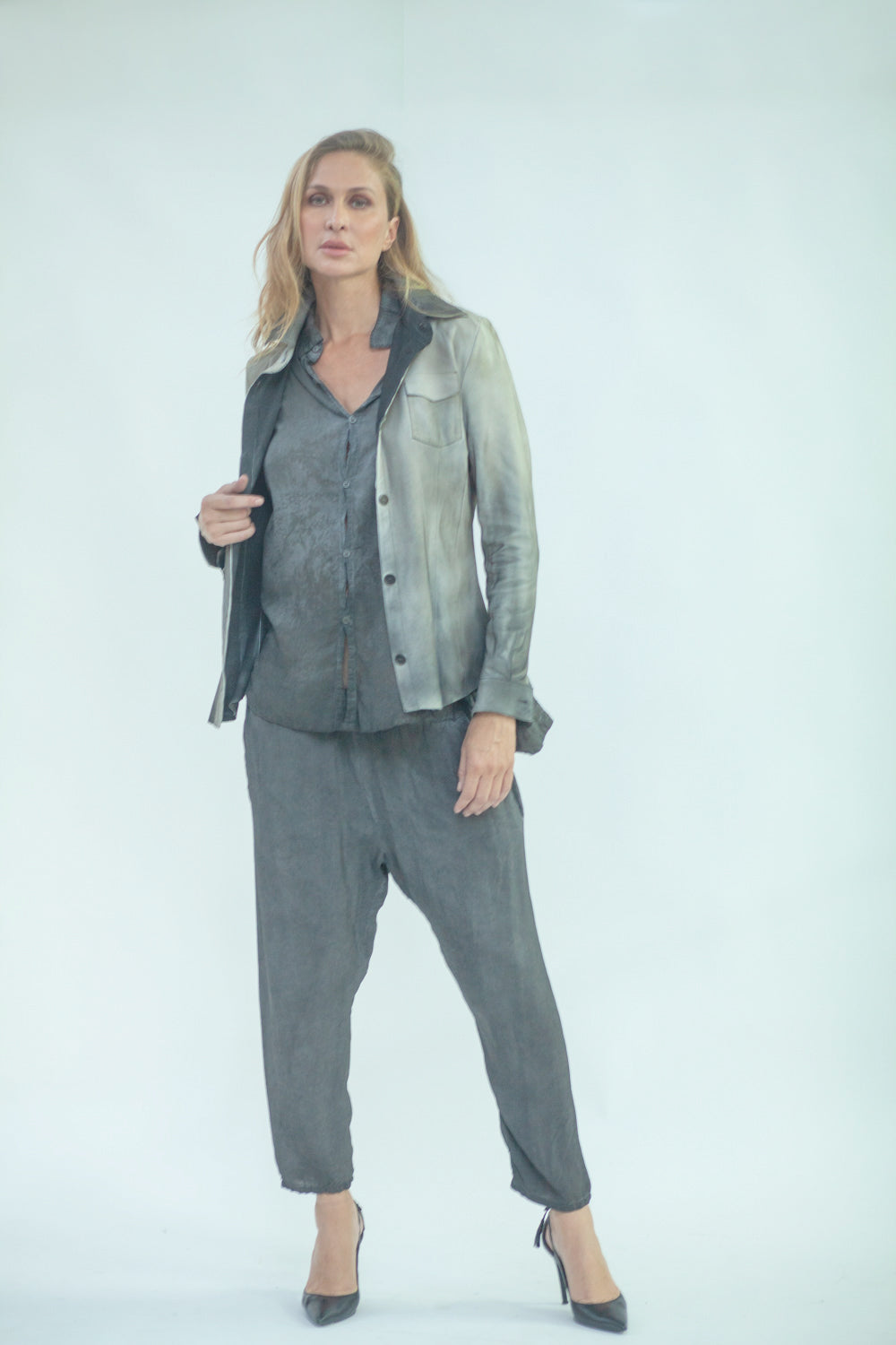 Giacca in vera pelle con bottoni LJL042 SH 0