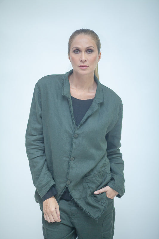 Giacca camicia in lino donna LMJA035 W045