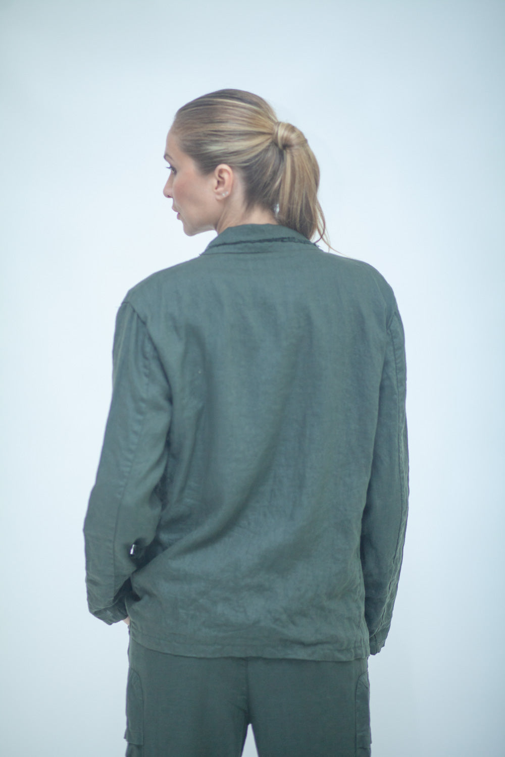 Giacca camicia in lino donna LMJA035 W045