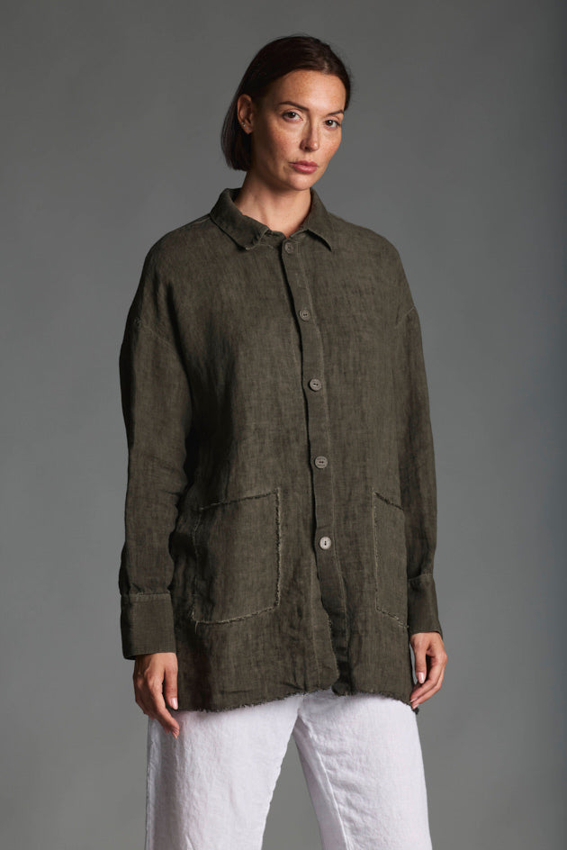 Giacca camicia donna 100% lino LMJA055 W142