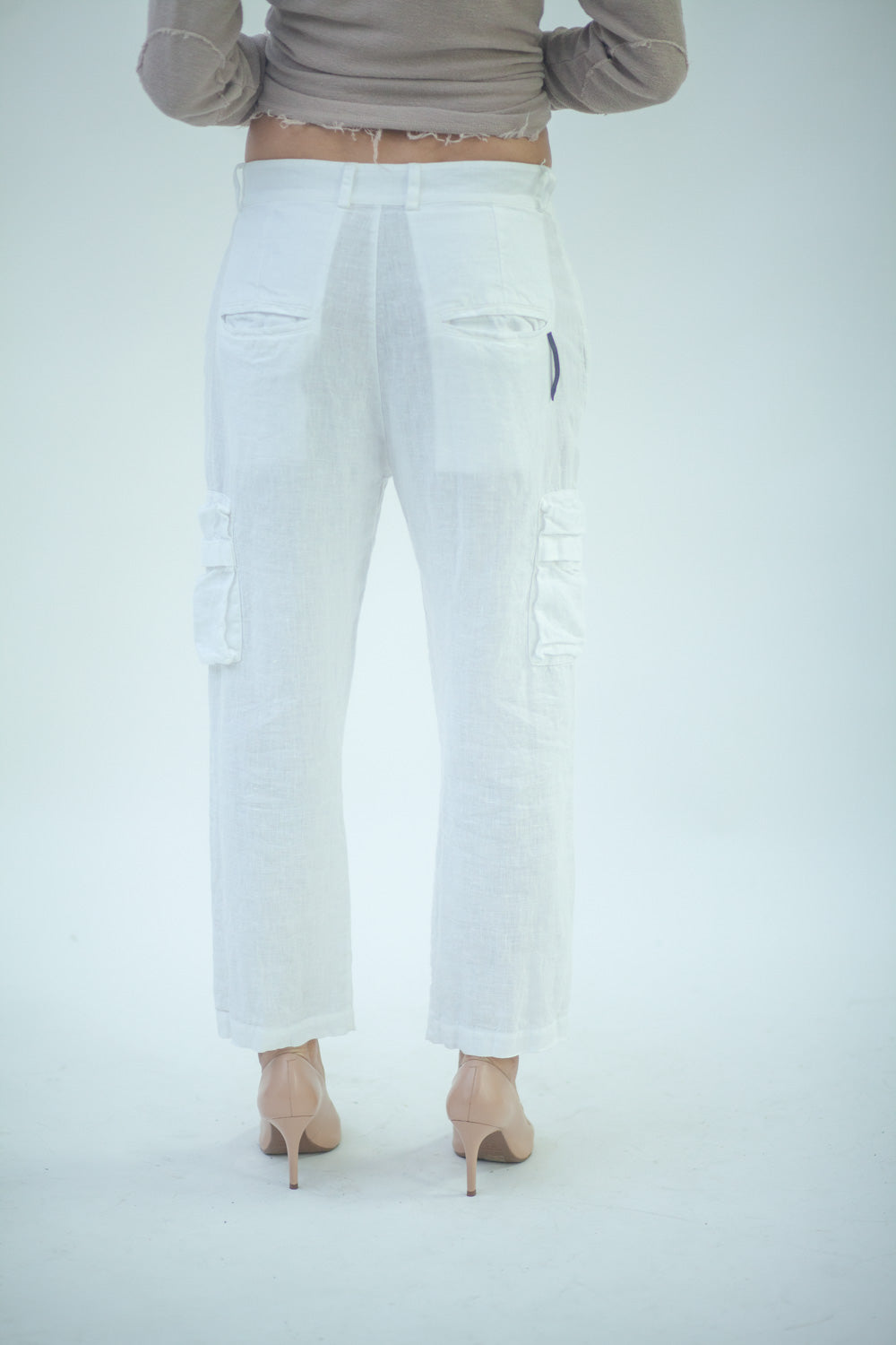 Pantalone cargo donna in lino LMPA055 NO LACE