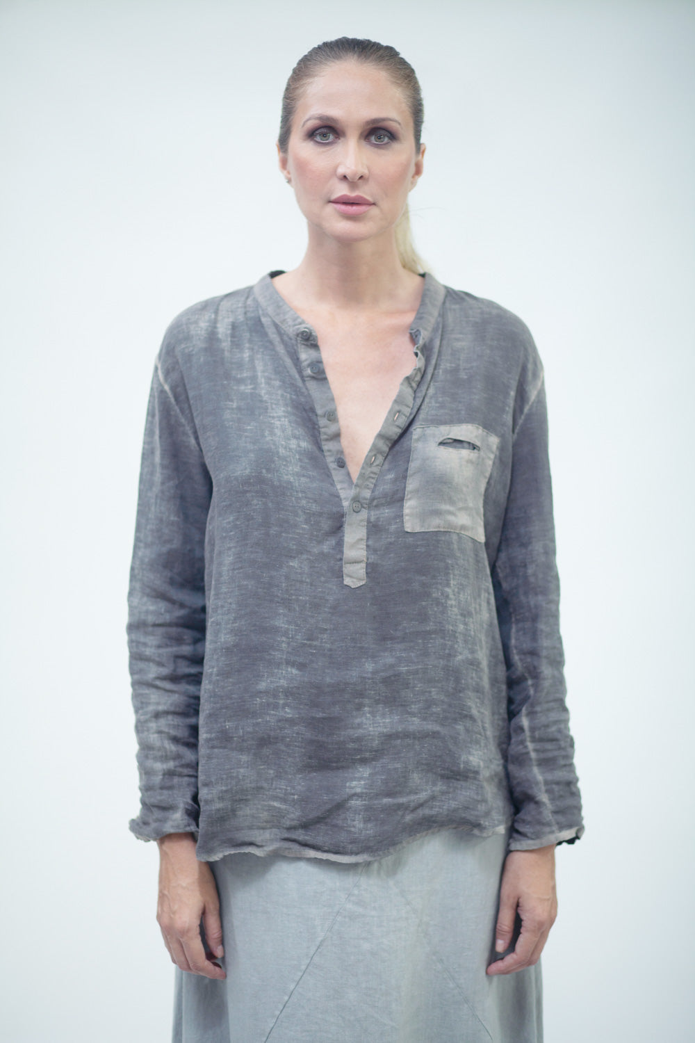 Camicia in lino a maniche lunghe LMSL025 SH 0