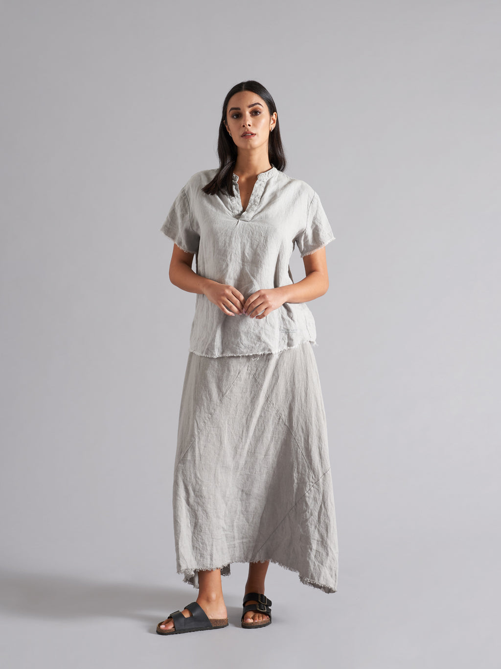 Camicia lino a maniche corte