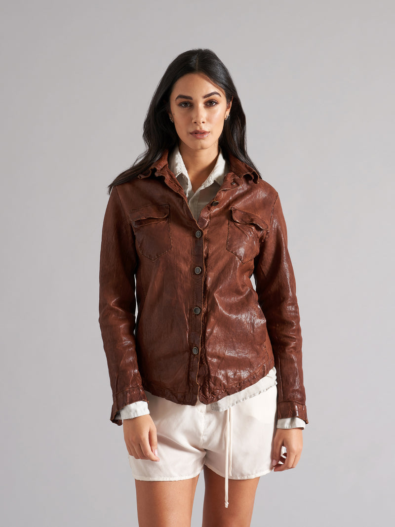 Women's biker jacket in genuine leather LJL038