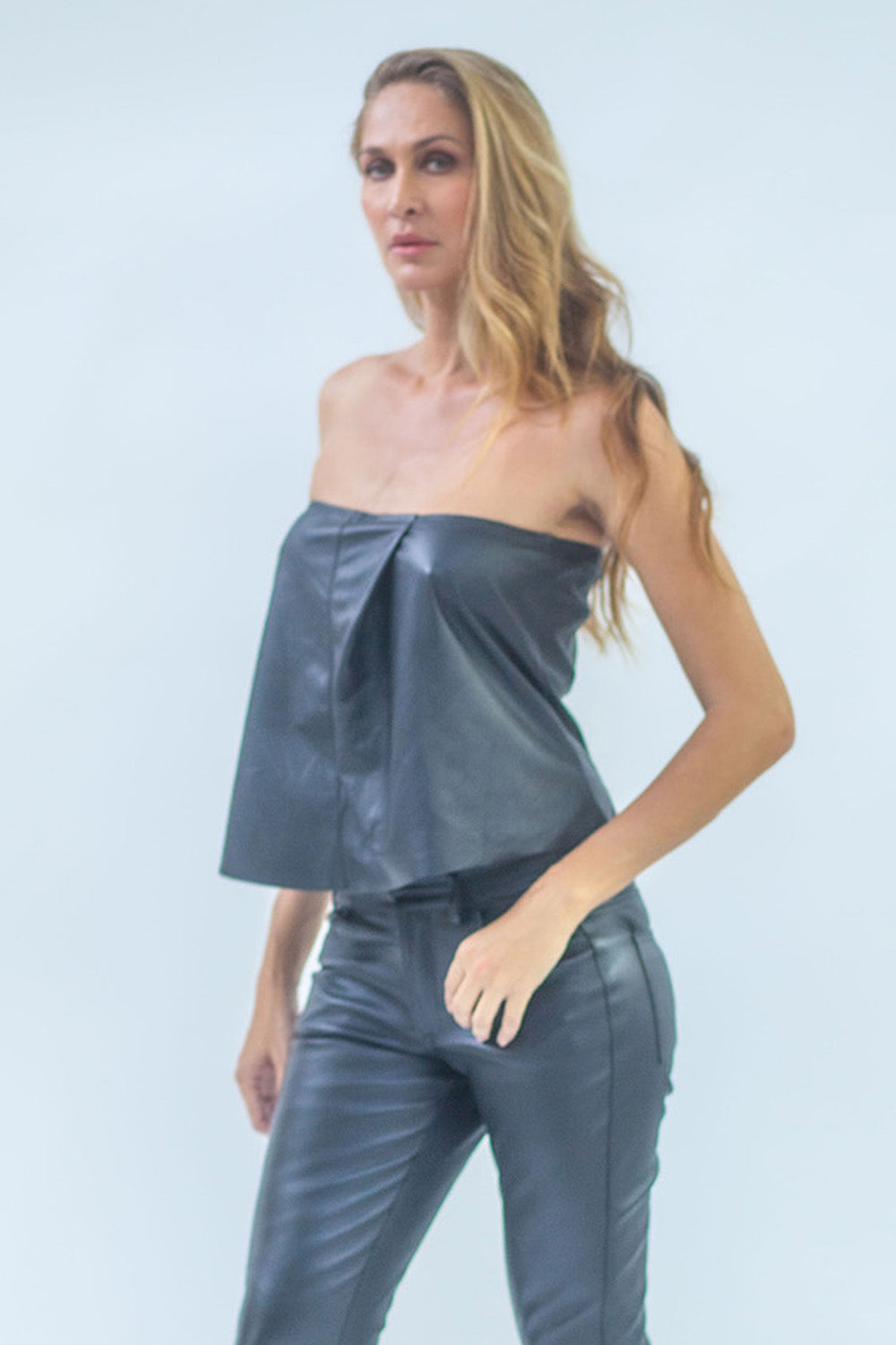 Top a fascia in pelle donna LVE004