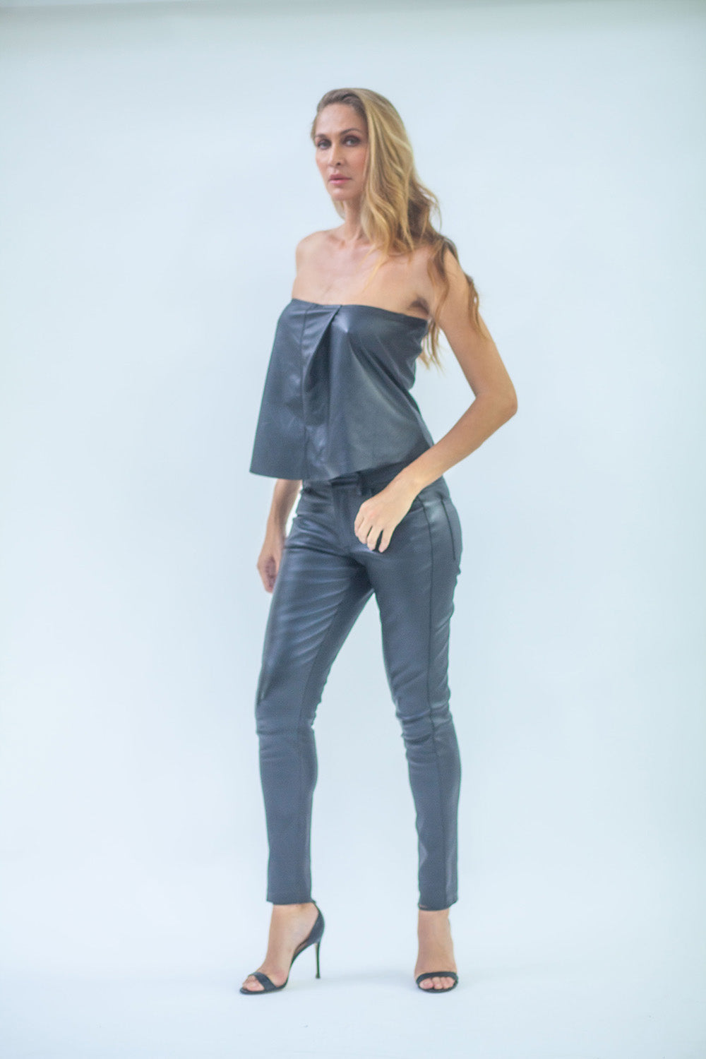 Top a fascia in pelle donna LVE004