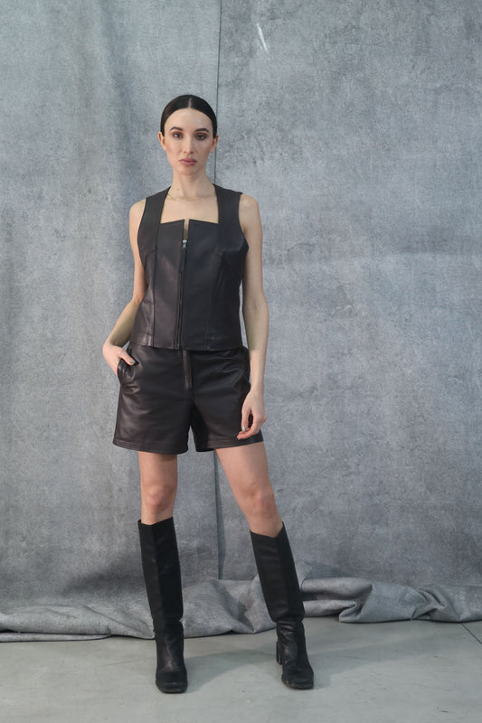 LVE002 women's leather vest