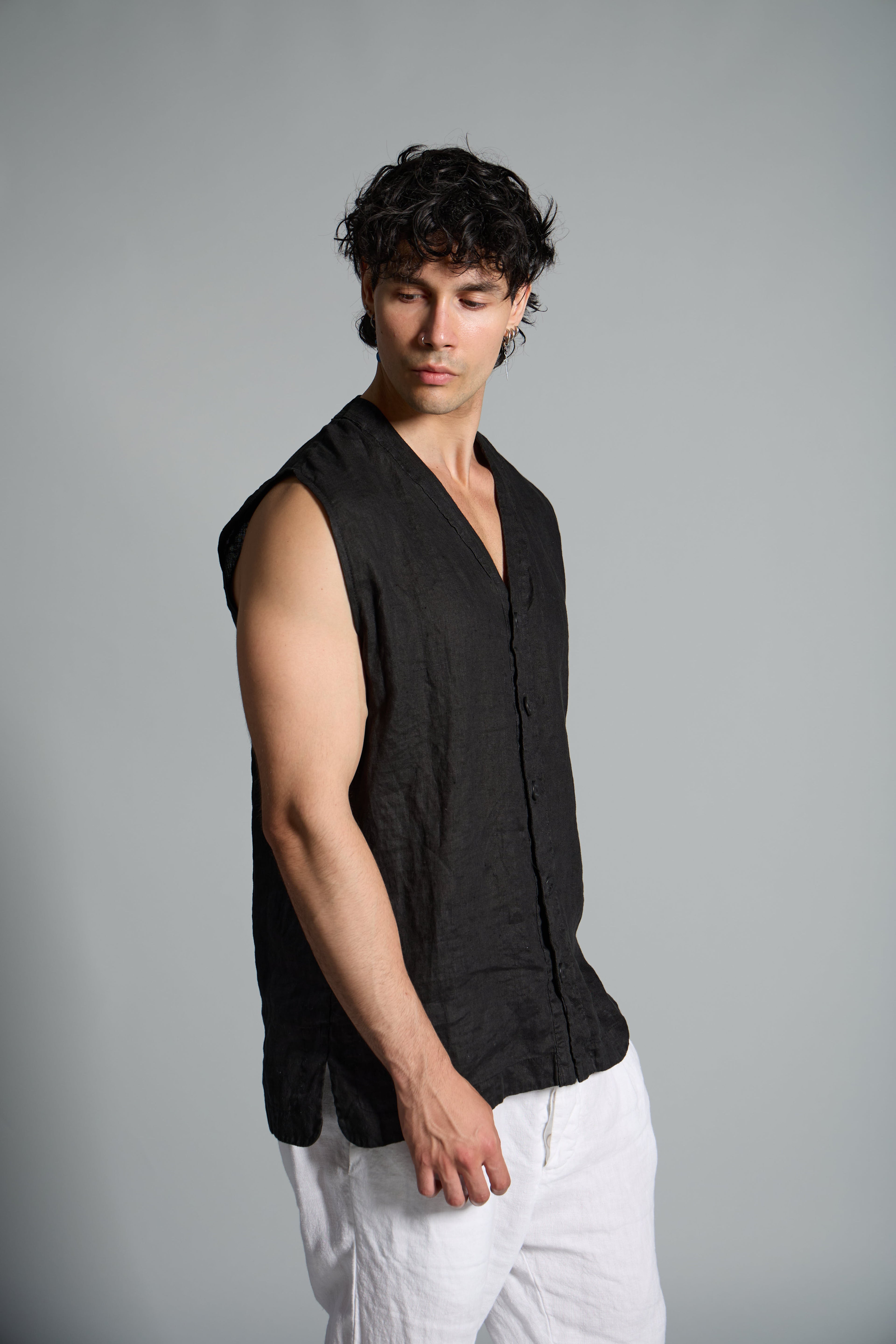 Gilet uomo 100% lino MBW006