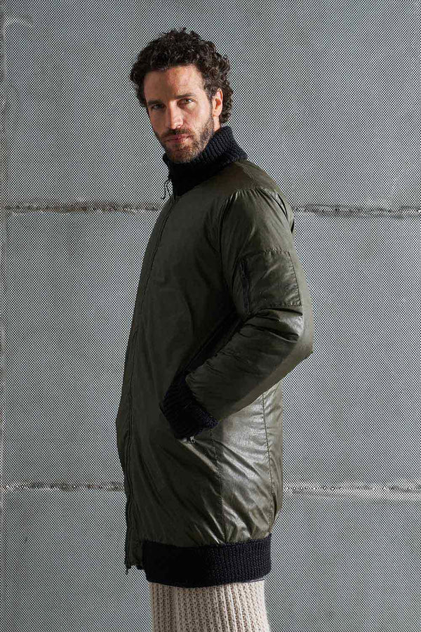 Giacca uomo effetto coat  con inserti in lana knit MJA037