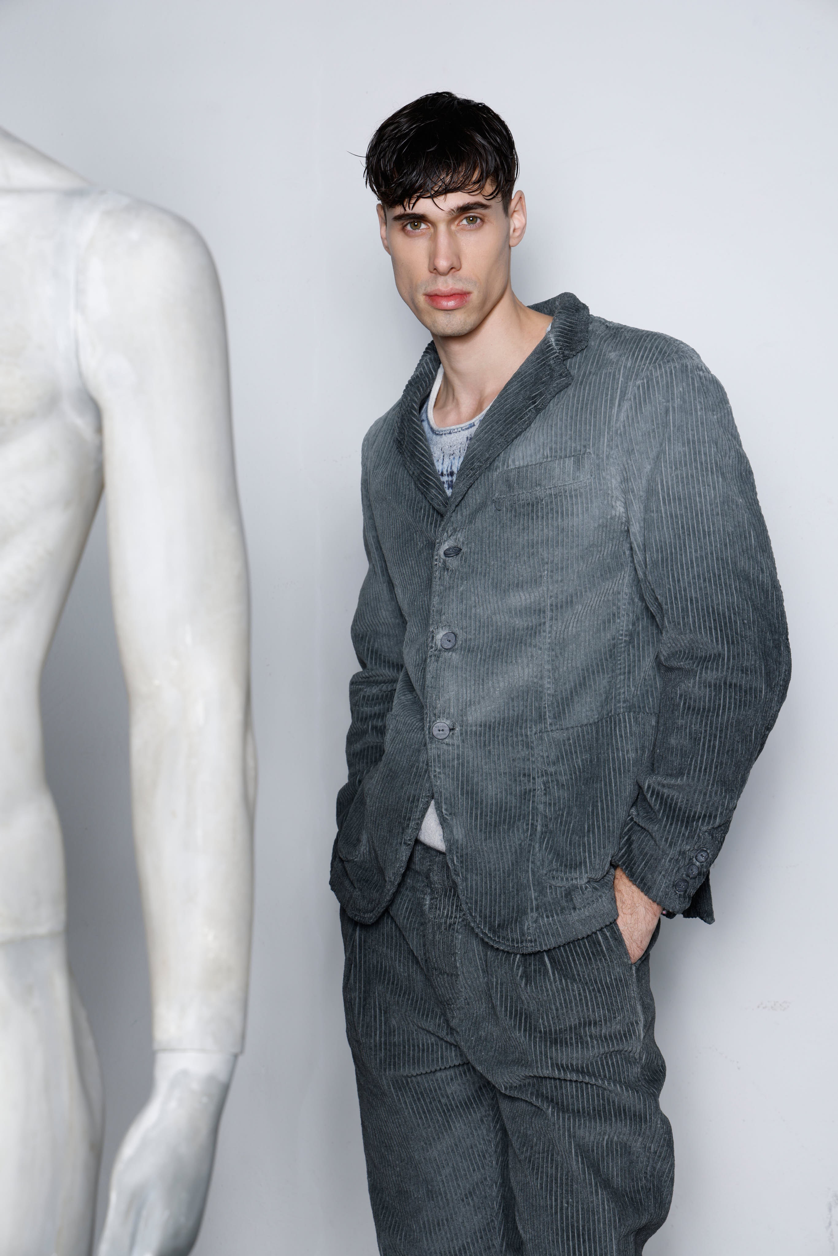 Men's garment-dyed velvet jacket MJA039