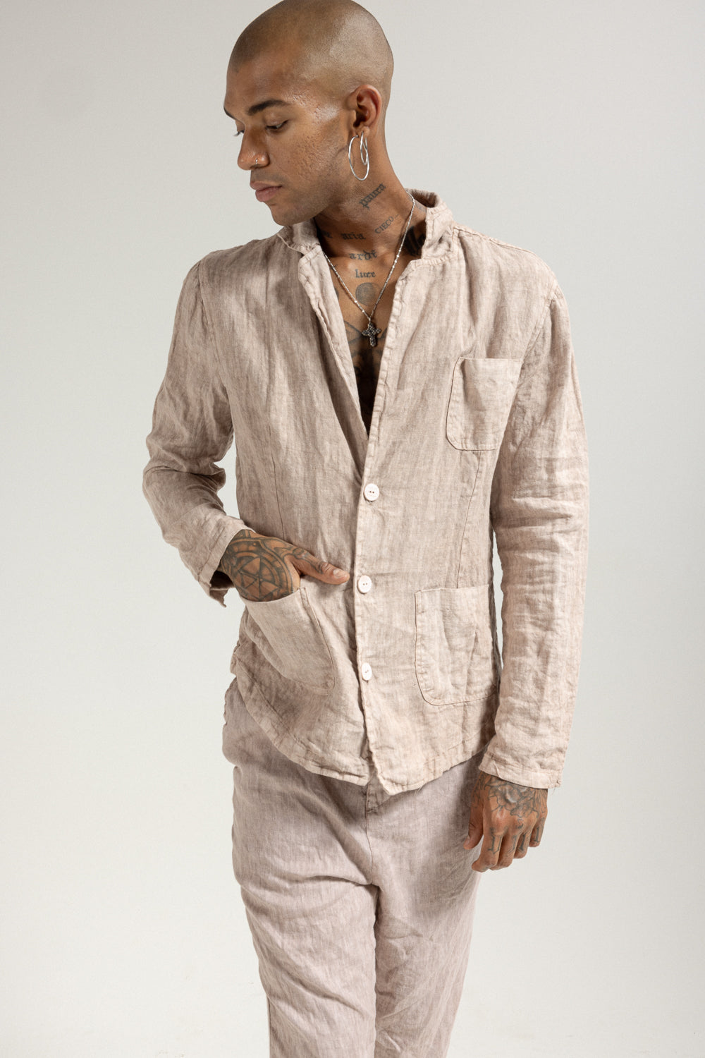 Giacca camicia in lino uomo MJA043