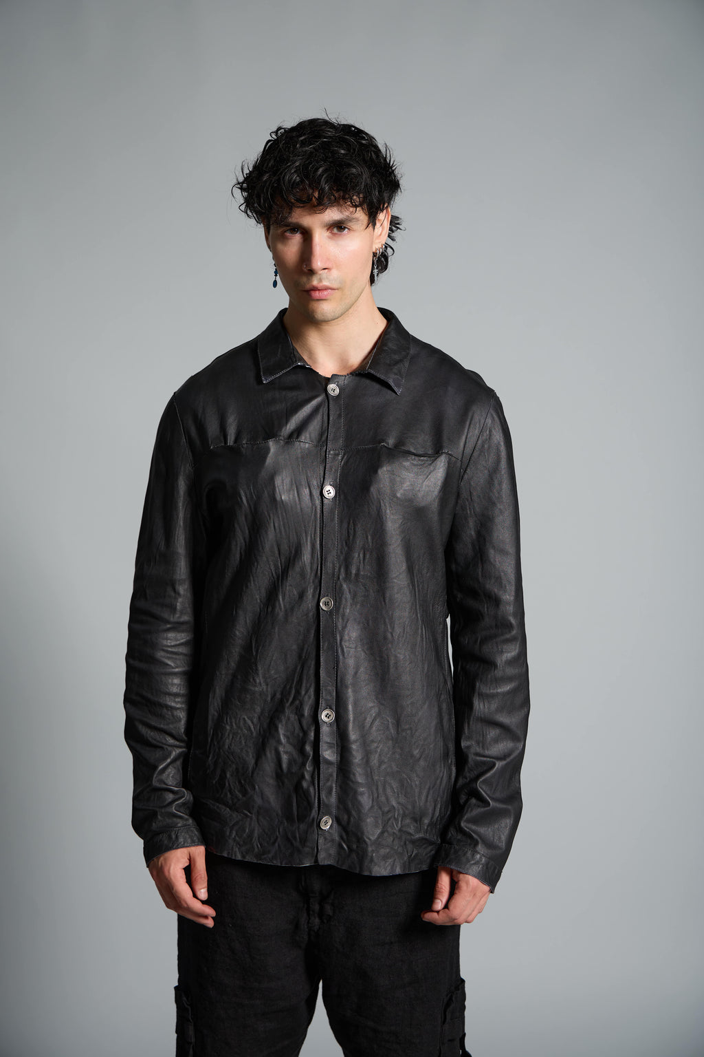 Giacca uomo in vera pelle con bottoni MJL002