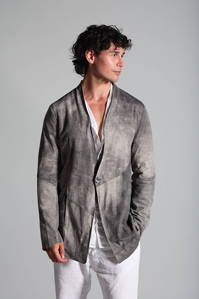 Giacca in pelle scamosciata con finitura hand-dyed MJL040 LT-43