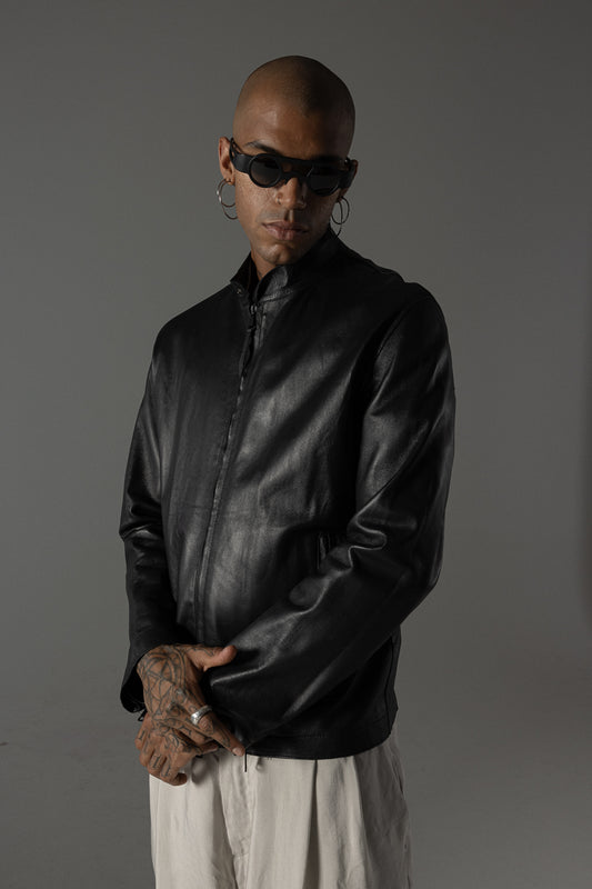 Men's genuine leather jacket MJL049
