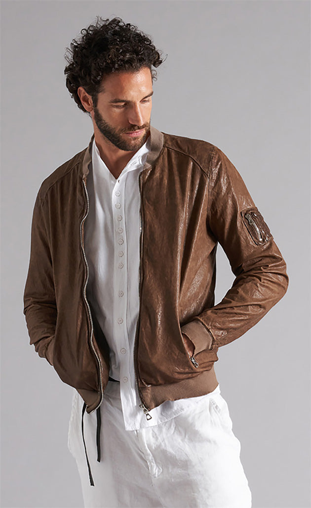 Bomber in vera pelle MJL057 FO LT-01