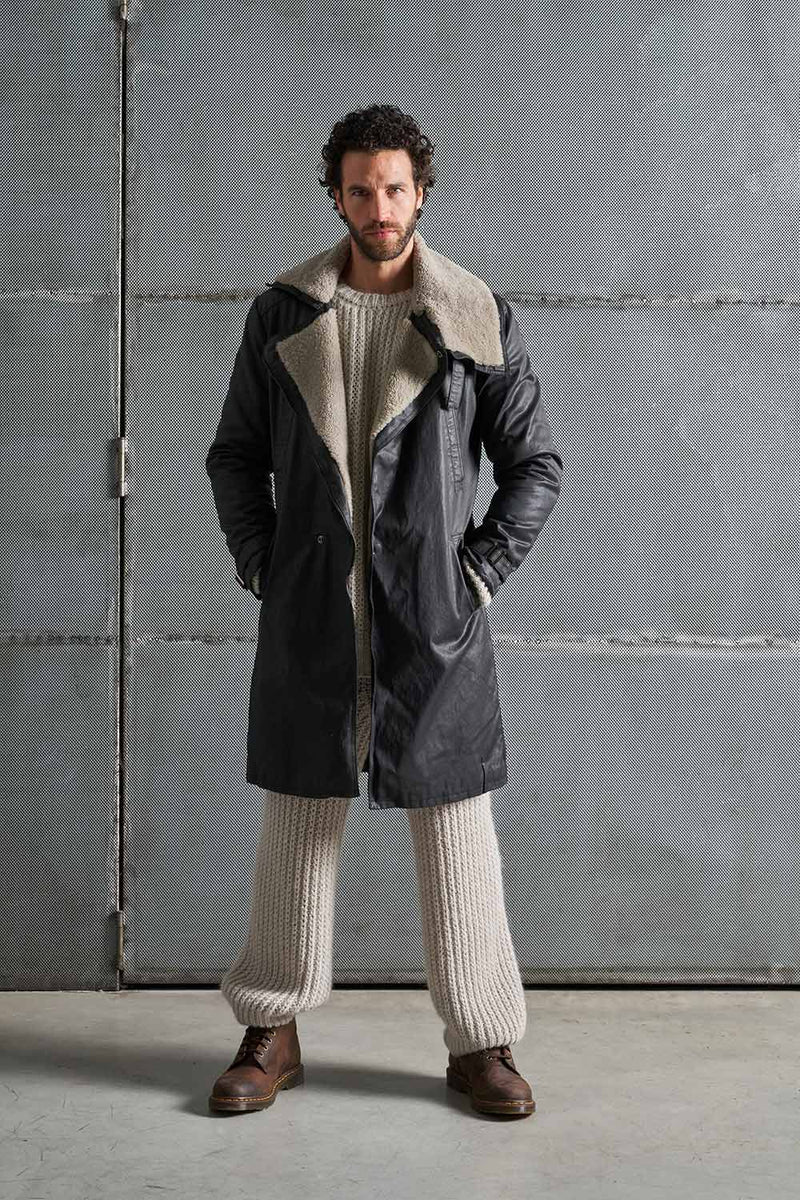 Cappotto uomo in tessuto twill coat e vero montone MCL001