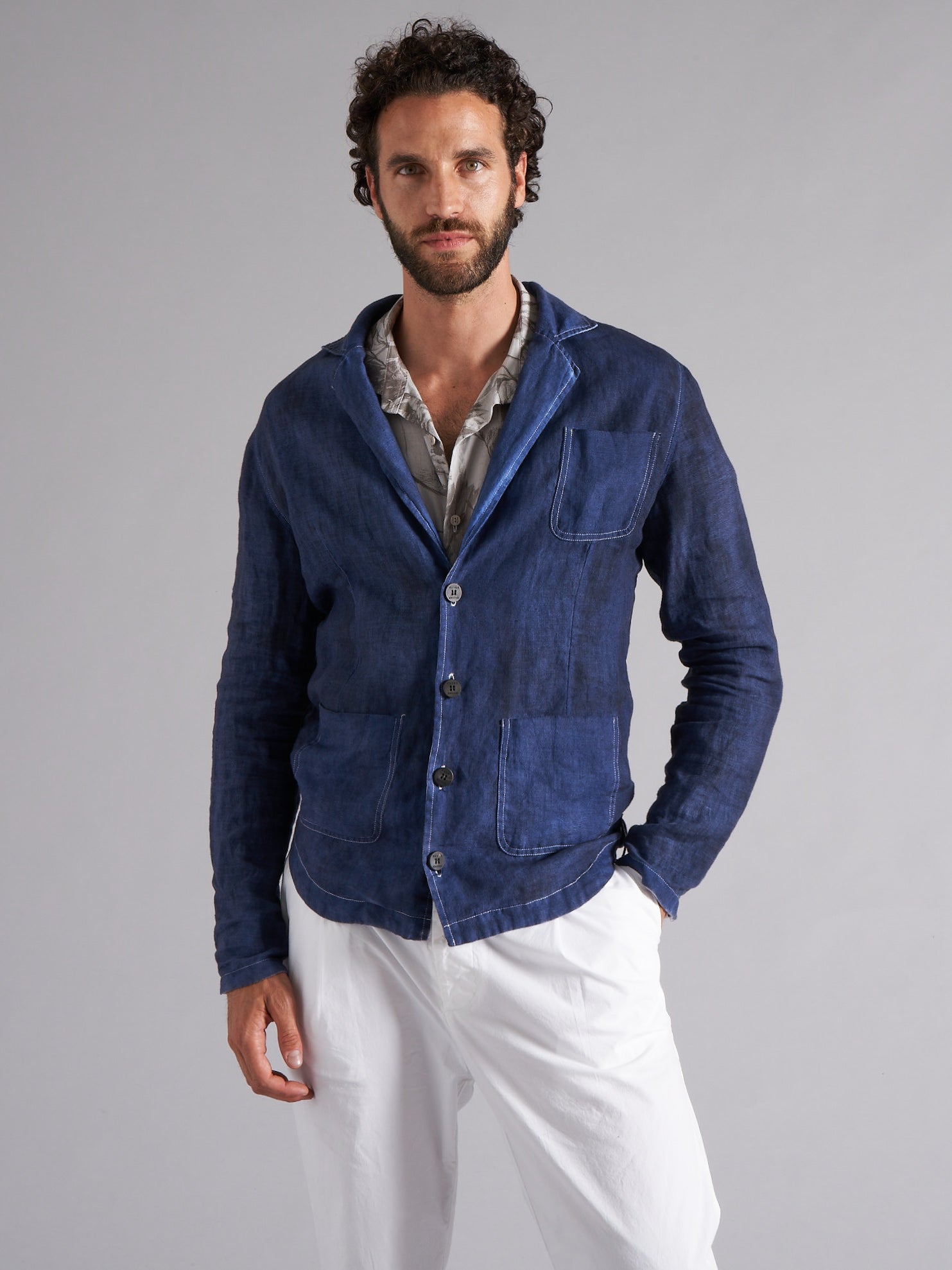 Men's linen shirt jacket MJA043 SH 0