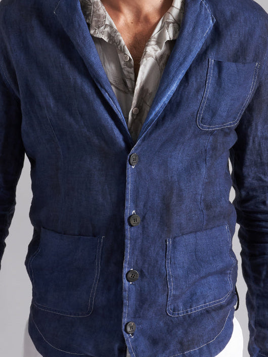Giacca camicia in lino uomo MJA043 SH 0
