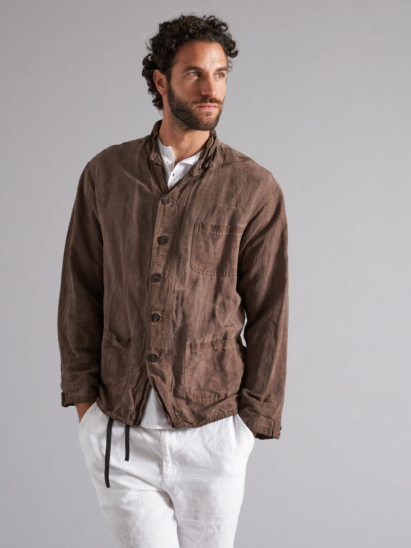 Men's linen-cupro shirt jacket MJA021