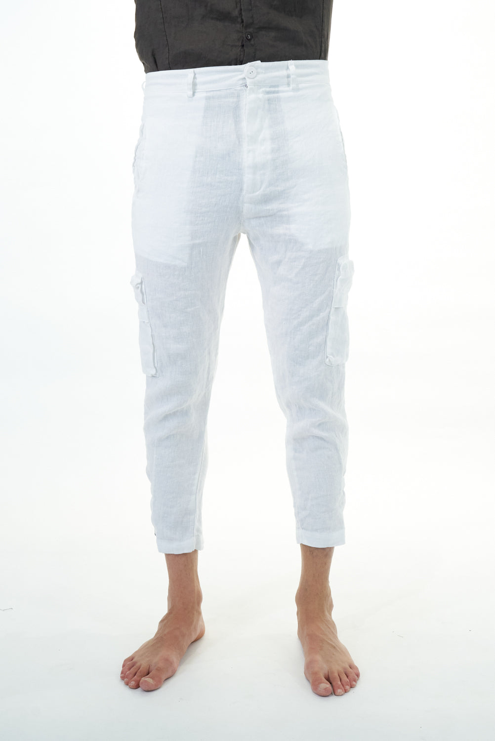 Men's linen cargo trousers MPA055 W142