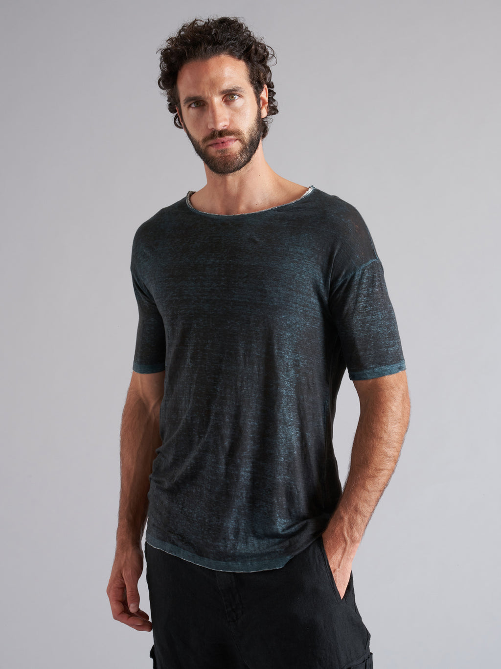 Short-sleeved linen T-shirt MTH032 100% linen