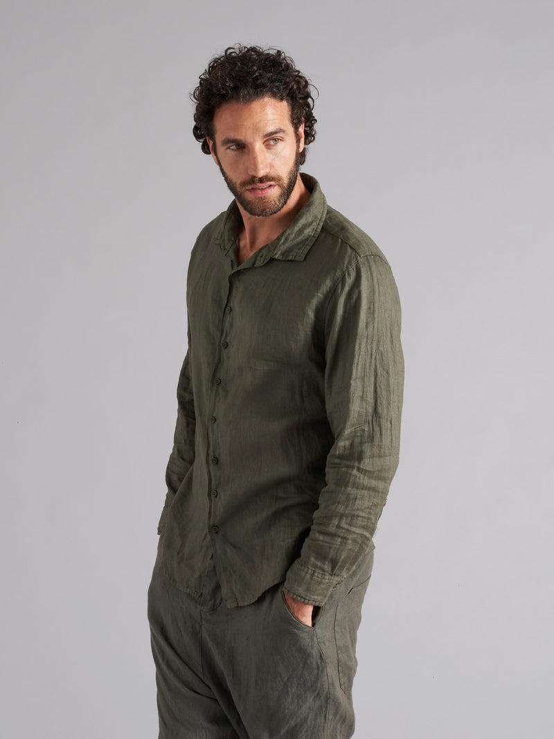 MSL026 long-sleeved linen shirt