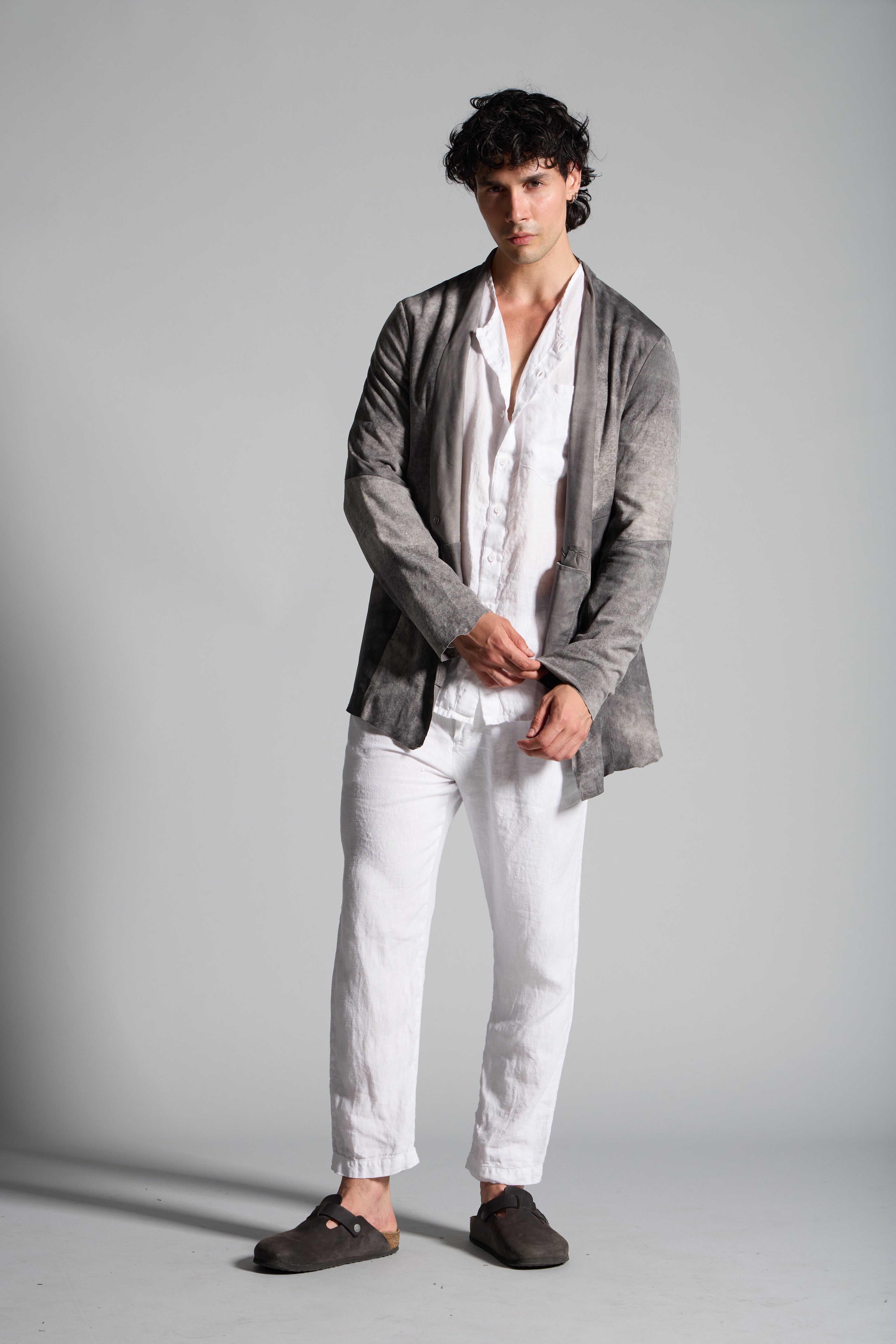 Giacca in pelle scamosciata con finitura hand-dyed MJL040 LT-43