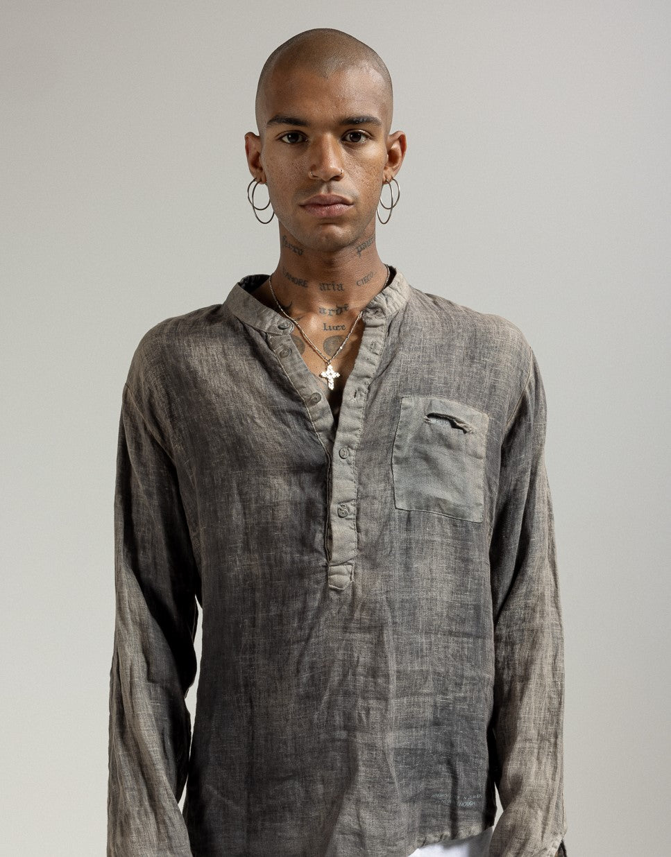 Camicia in lino a maniche lunghe  shades MSL025 SH O