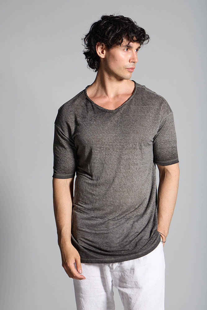 Short-sleeved linen T-shirt MTH032 100% linen