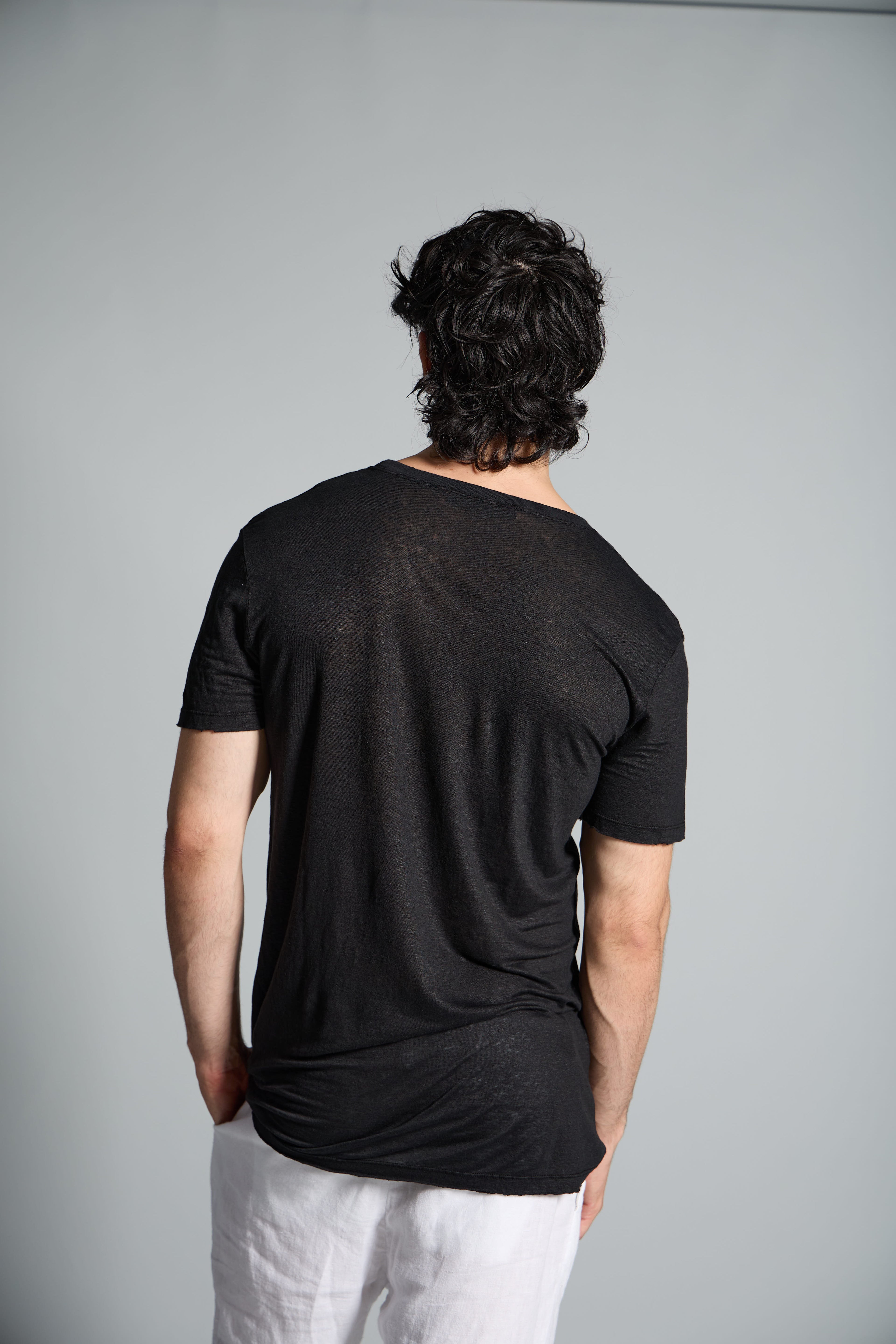 MEN'S SHORT-SLEEVED LINEN T-SHIRT MTH068 K346