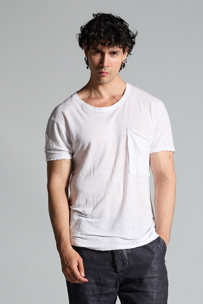 T-SHIRT LINO 100% UOMO MANICHE CORTE MTH068 K346