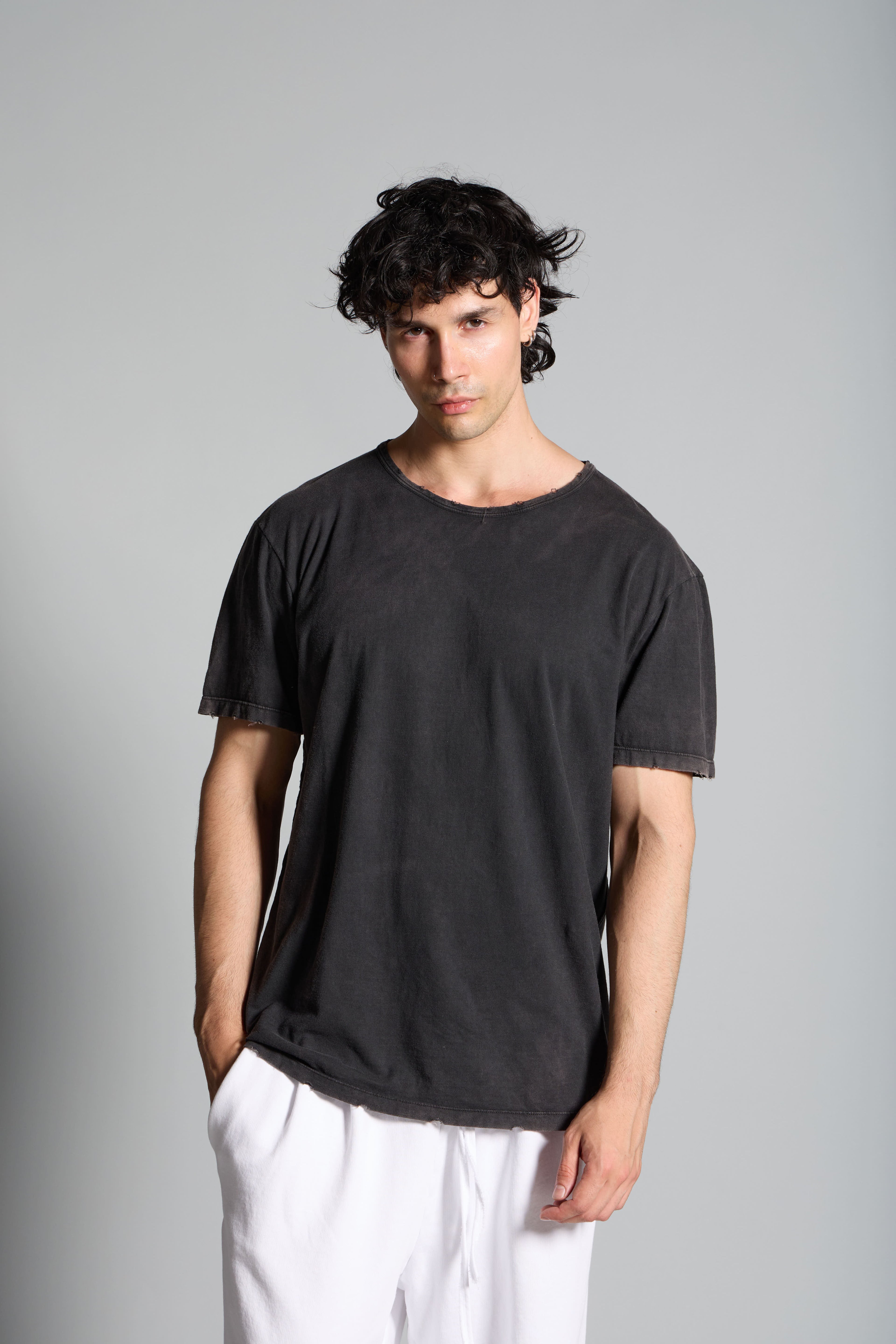 MEN'S SHORT-SLEEVED LINEN T-SHIRT MTH068 K346