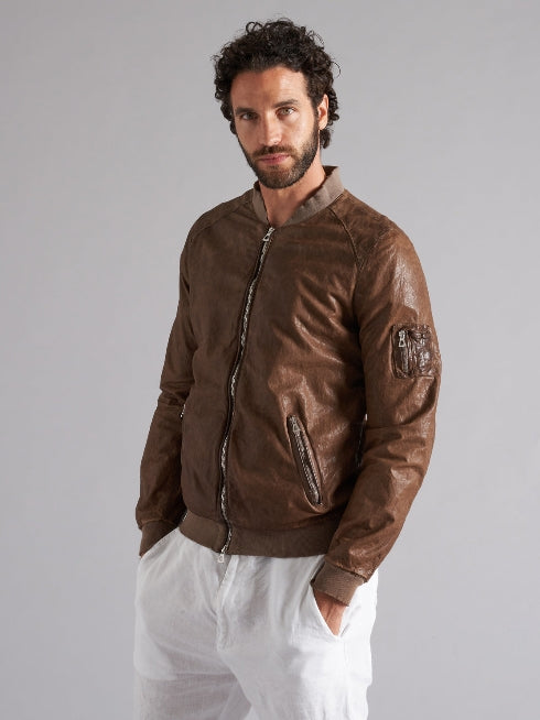 Bomber in vera pelle MJL057 FO LT-01